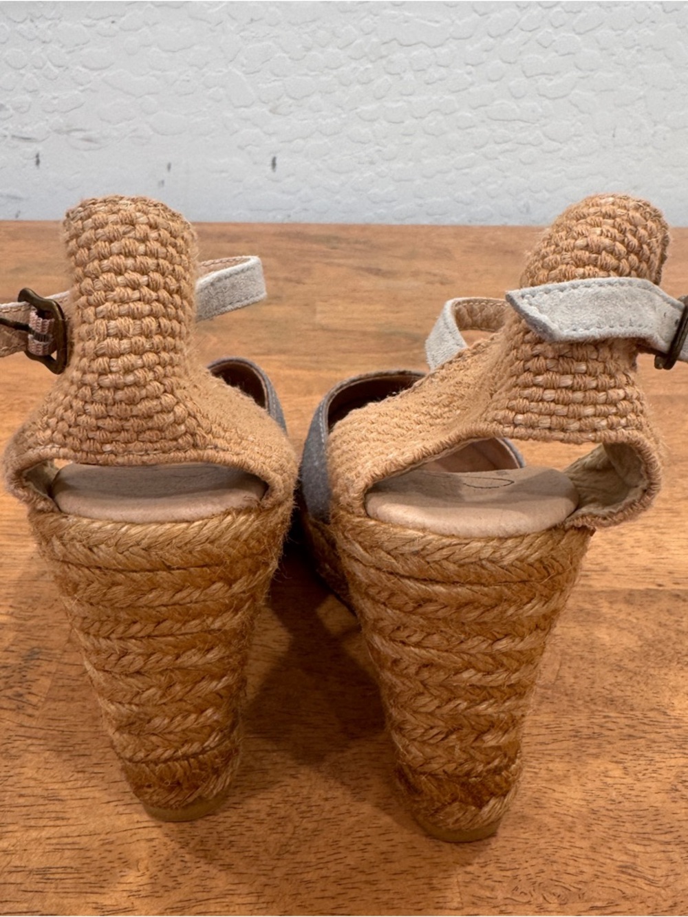 Gaimo Espadrille Wedge Heels Womens 36 5.5/6 Sparkling Silver Tan Ankle Strap - Picture 6 of 8